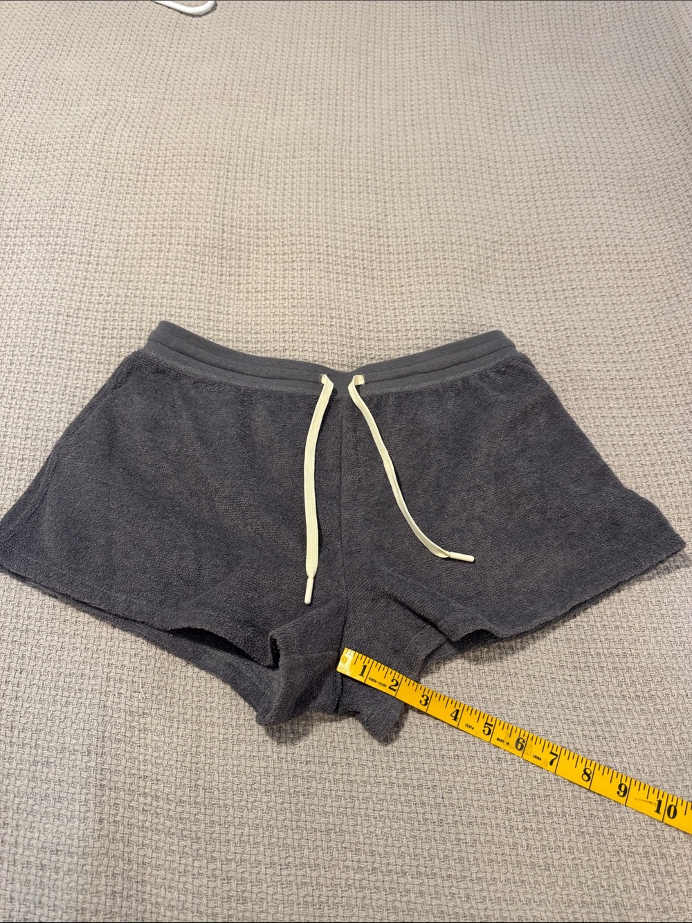 Outerknown Hightide Charcoal Terry Shorts with Cream Drawcord
